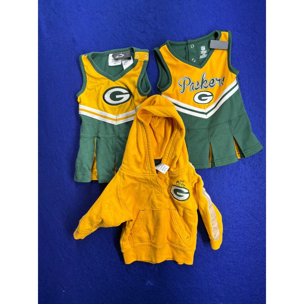 Sporty Toddler NFL Green Bay Packers Cheer Dress and Hoodie Set 12M Yellow Green
